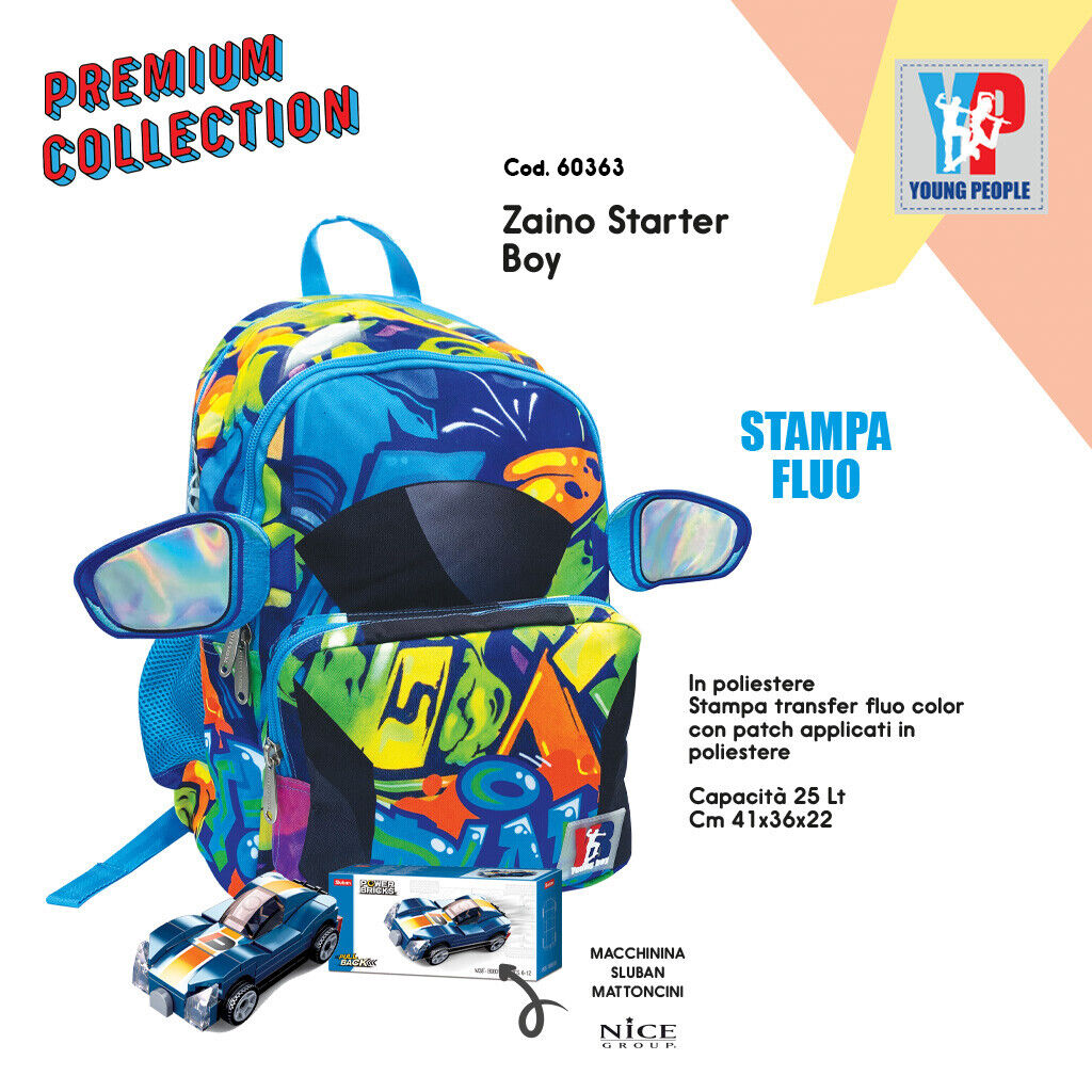 Zaino Starter Young People Boy 2023 fluo + omaggio elementari