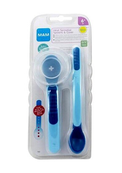 MAM - CUCCHIAINI HEAT SENSITIVE SPOONS & COVER 6+MESI AZZURRO