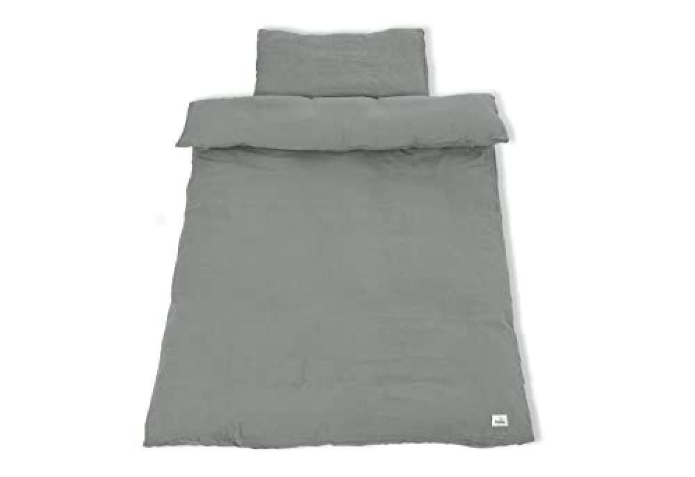 Muslin duvet cover set for cot beds, grey, 2 parts - NUOVO