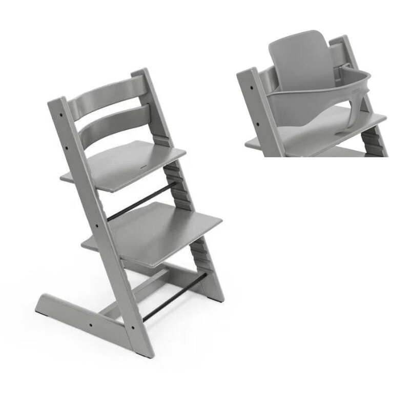 Stokke Tripp Trapp Nero Completo di Baby Set - Seggiolone Evolutivo in Legno