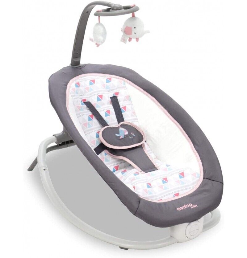 Asalvo Bouncer Fold Birds - Sdraietta Neonato Elettrica Max 9Kg Altalena Pink