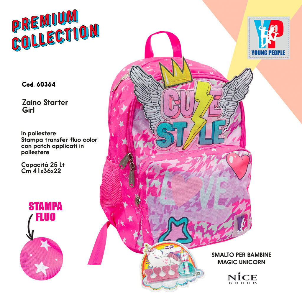 Zaino Starter Young People Girl 2023 fluo + omaggio elementari