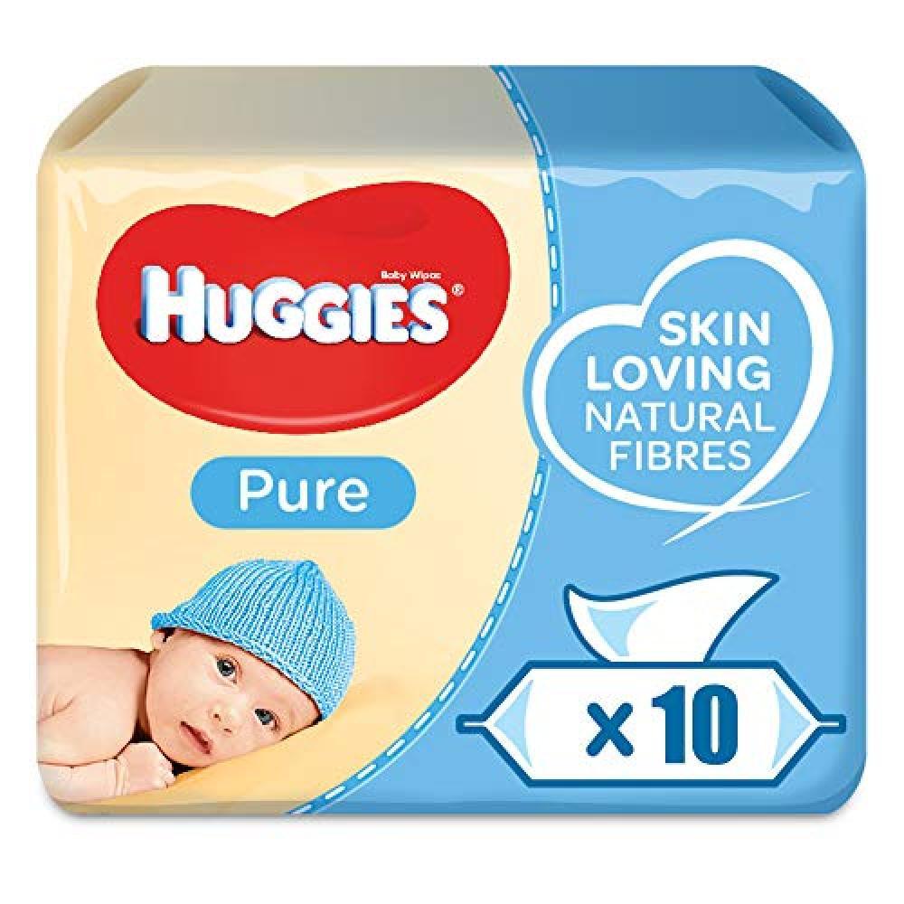 (TG. 10 Packs (640 Wipes)) Huggies - Salviettine Pure per bambini, 10 confezioni