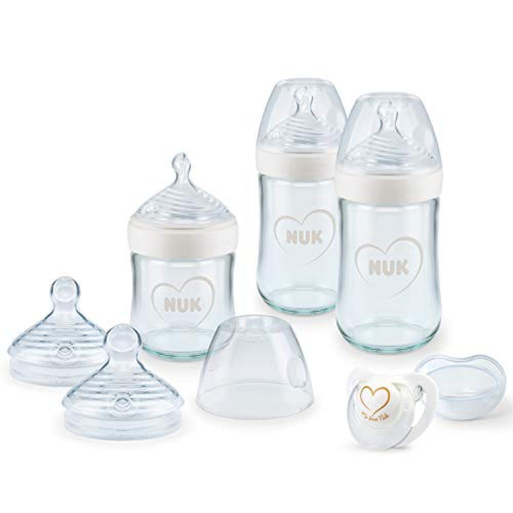 NUK Nature Sense biberon in vetro Starter Set | 0-6 mesi | 3 biberon con sistema