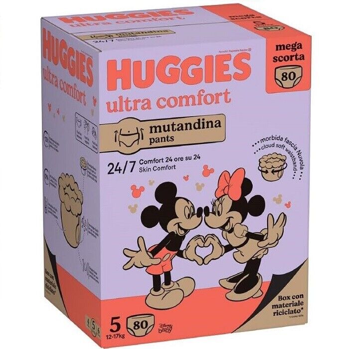 Huggies Ultra Comfort Mutandina Taglia 5 Megapack Pannolini 80 Pz