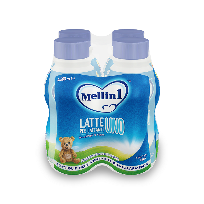 Mellin 1 Latte Liquido per Neonati Confezione da 4 Bottiglie da 500 ml