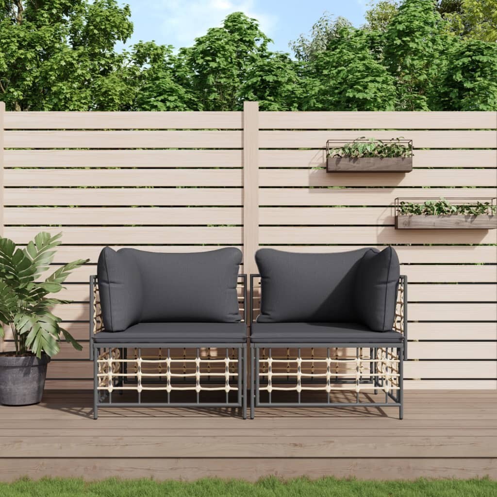 vidaXL Divani Angolari Modulari con Cuscini 2 pz in Polyrattan