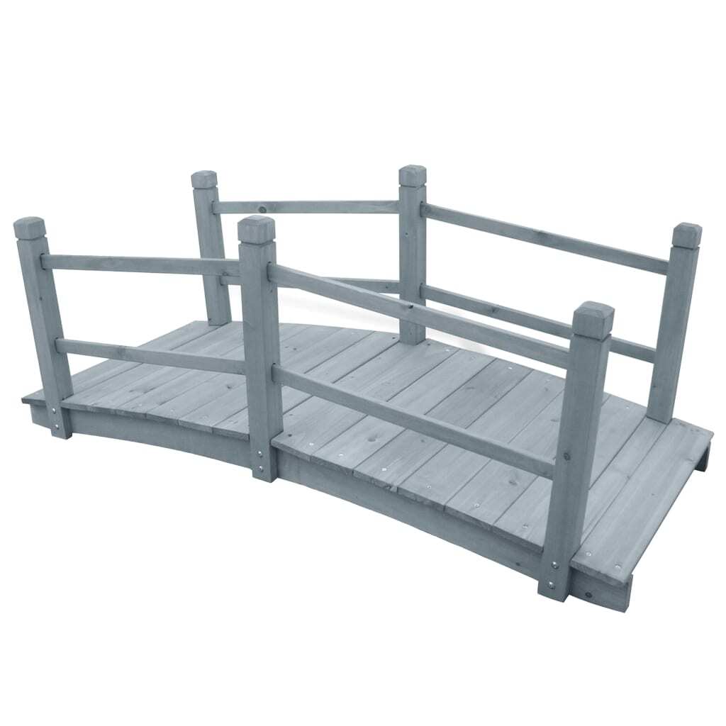 Vidaxl Ponte da Giardino Grigio 140x60x56cm in Legno Massello di Abete
