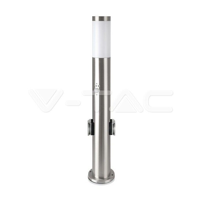 Lampione E27 con 2 prese schuko e sensore di movimento H60 IP44 V-TAC VT-838-SS6