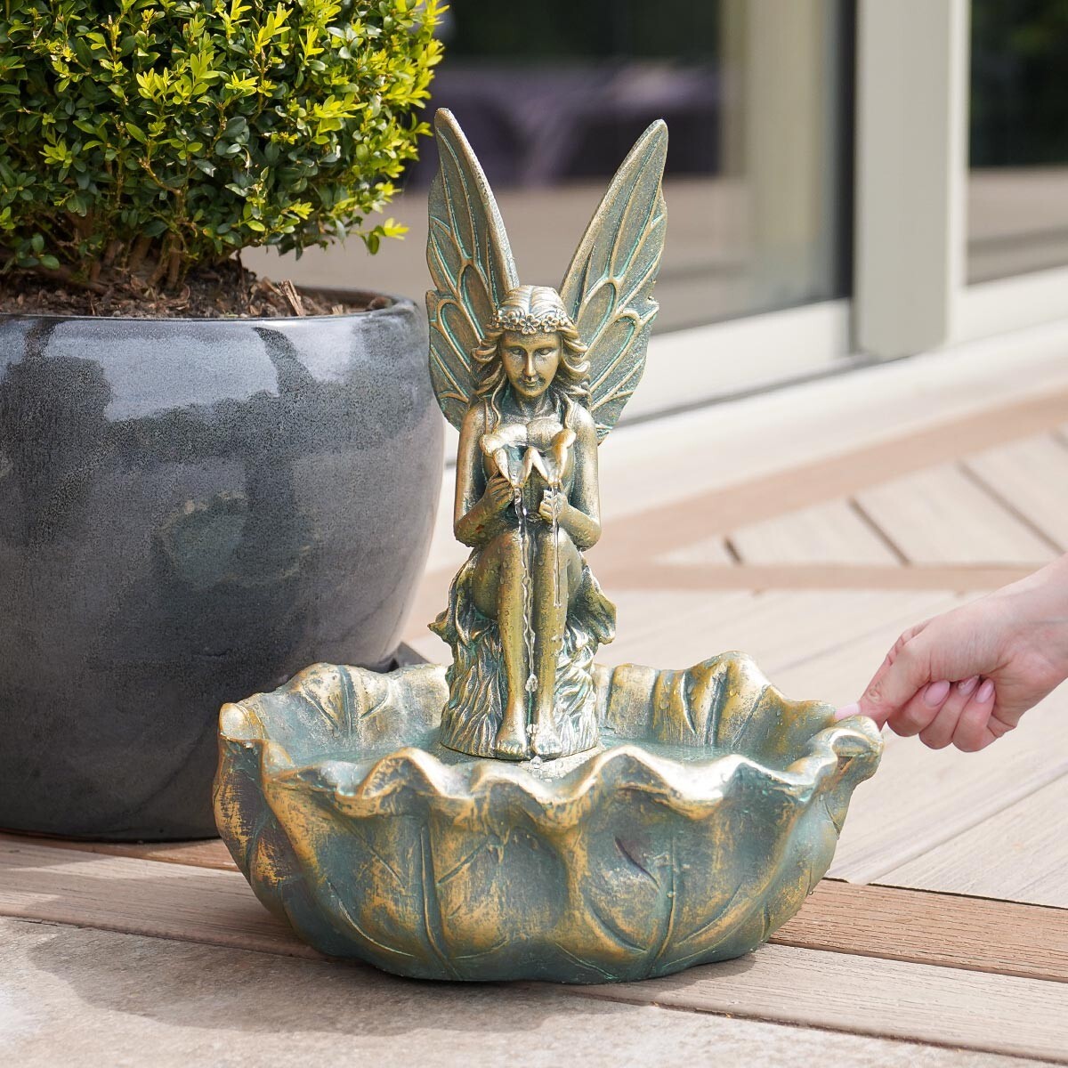 Smart Garden Acqua Caratteristica Solare Fairy Foglia Giardino Fontana