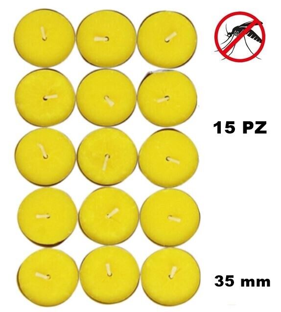 SET 15 PZ MINI CANDELA DA ESTERNO ALLA CITRONELLA ANTI ZANZARE 35 mm
