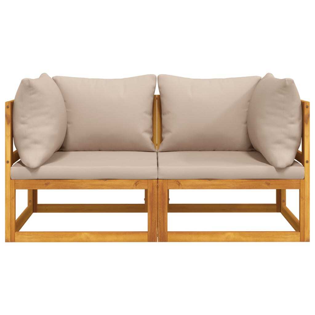 AX 2 Divani Giardino Angolari 6 Cuscini Tortora Soggiorno 141x70.5x65cm + 360000