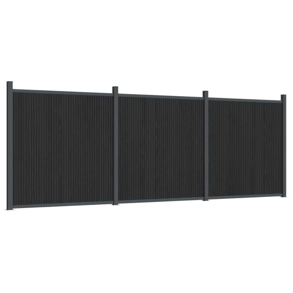 AX Recinzione 5.26x1.86m 27pannelli 6 Barre 4 Pali Privacy Grigio WPC 0K 3282791