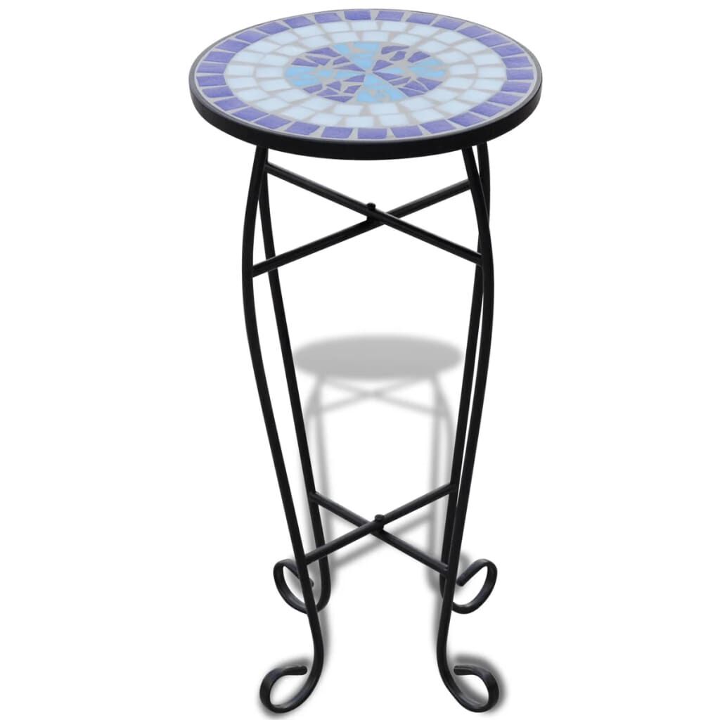 AX Tavolino Piante Mosaico ø30cm Blu Bianco Balcone Giardino Terrazza New 41128