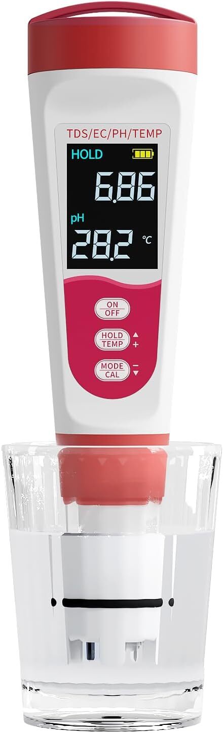 Flysocks pH Metro 4 in 1, Tester di Qualità dell'acqua per pH/TDS/EC/Temperatura