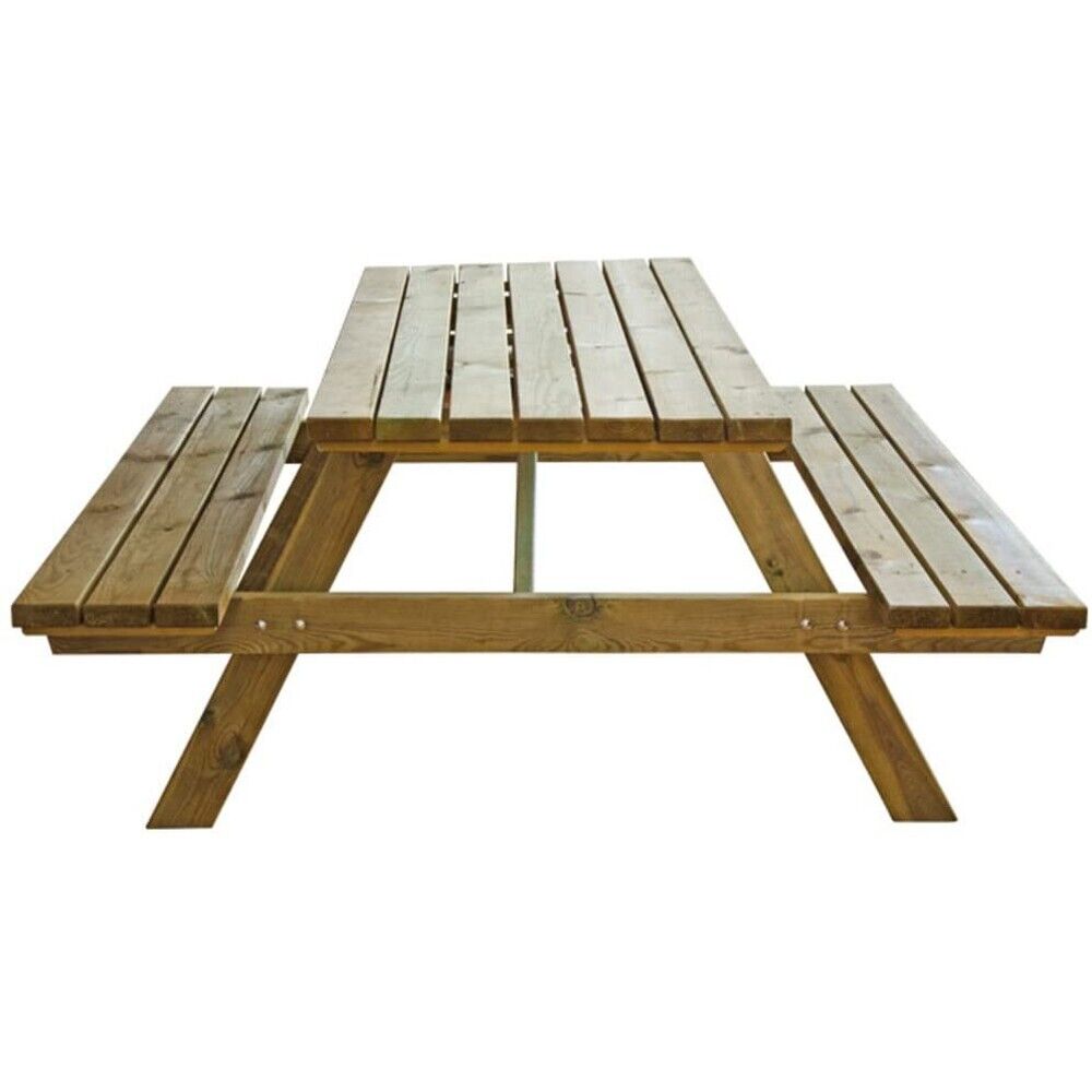 TAVOLO CON PANCHE IN LEGNO GIARDINO CAMPEGGIO ESTERNO PIC NIC 180x160x70 H.71 cm