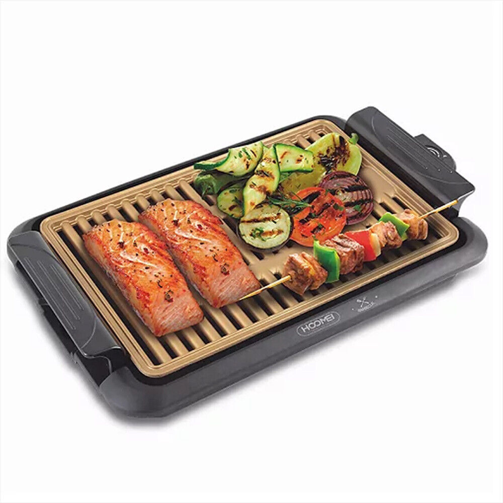 Bistecchiera Barbeque Grill Elettrico Piastra Griglia Termostato 1000W HM-5975