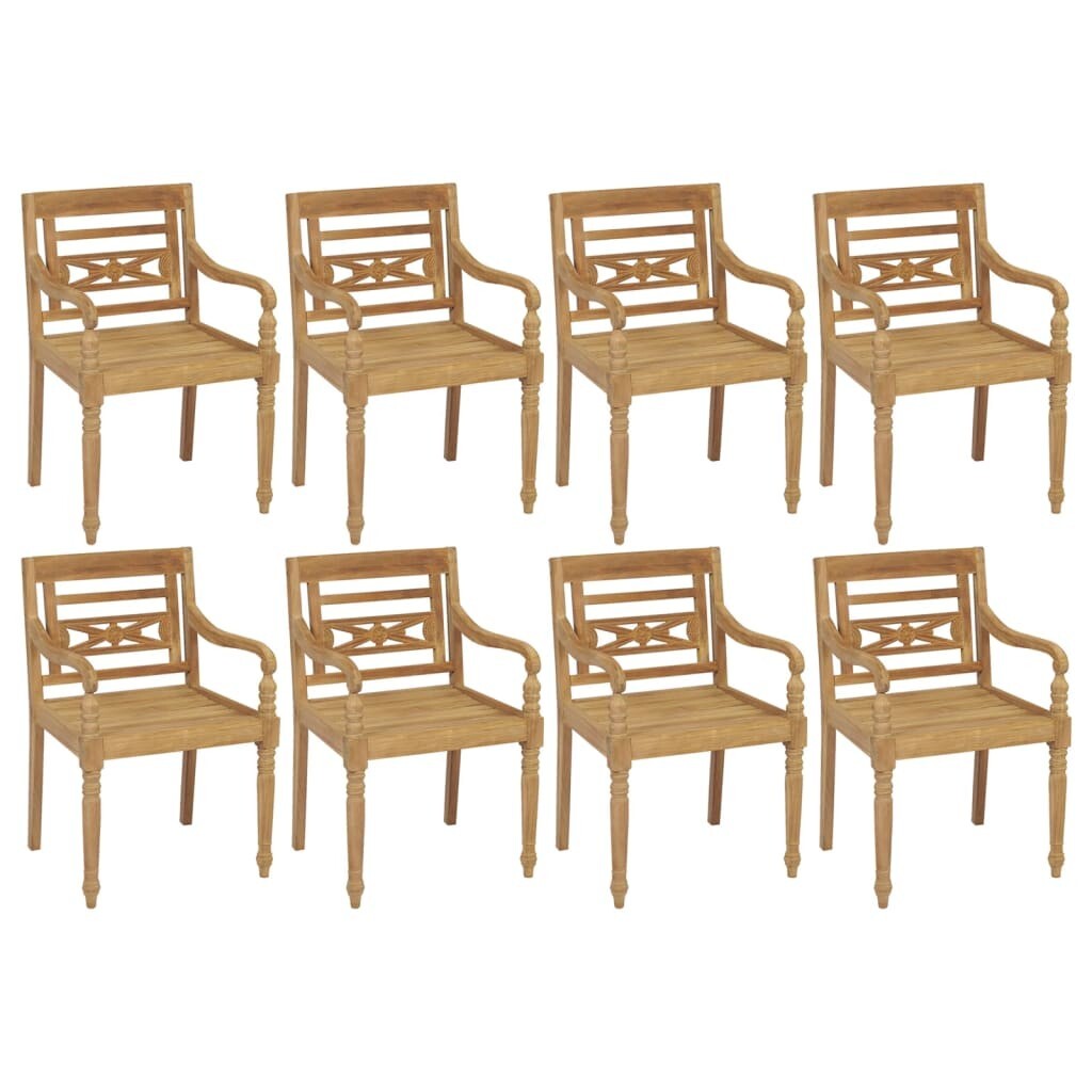 vidaXL Sedie Batavia 8pz in Legno Massello di Teak