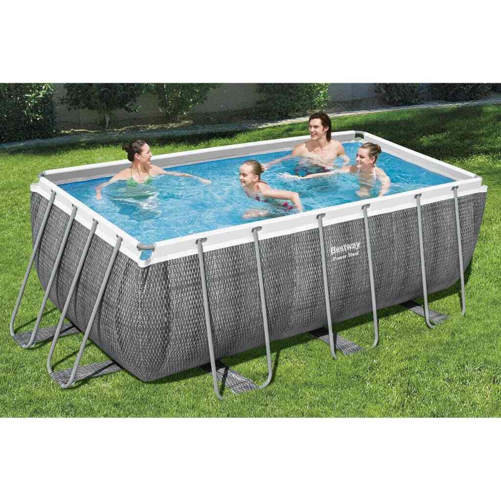Set Piscina Power Steel Rettangolare 412x201x122 cm Bestway