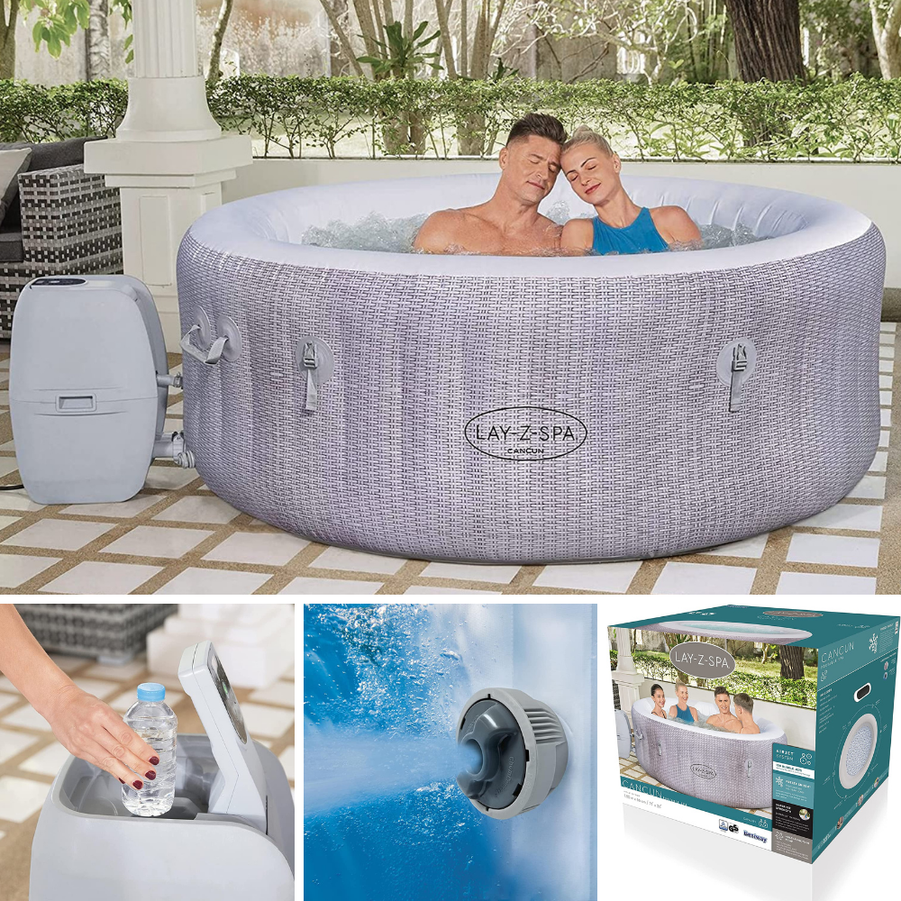 Bestway Lay-Z-Spa PISCINA IDROMASSAGGIO GONFIABILE FINO A 4 POSTI Cancun 60003