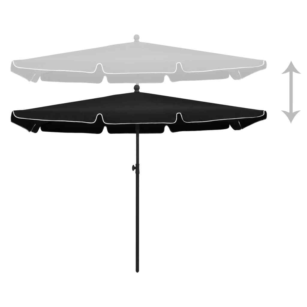 AX Ombrellone Parasole Nero Manovella 4Stecche 2.1x1.4x2.38m Giardino New 315549
