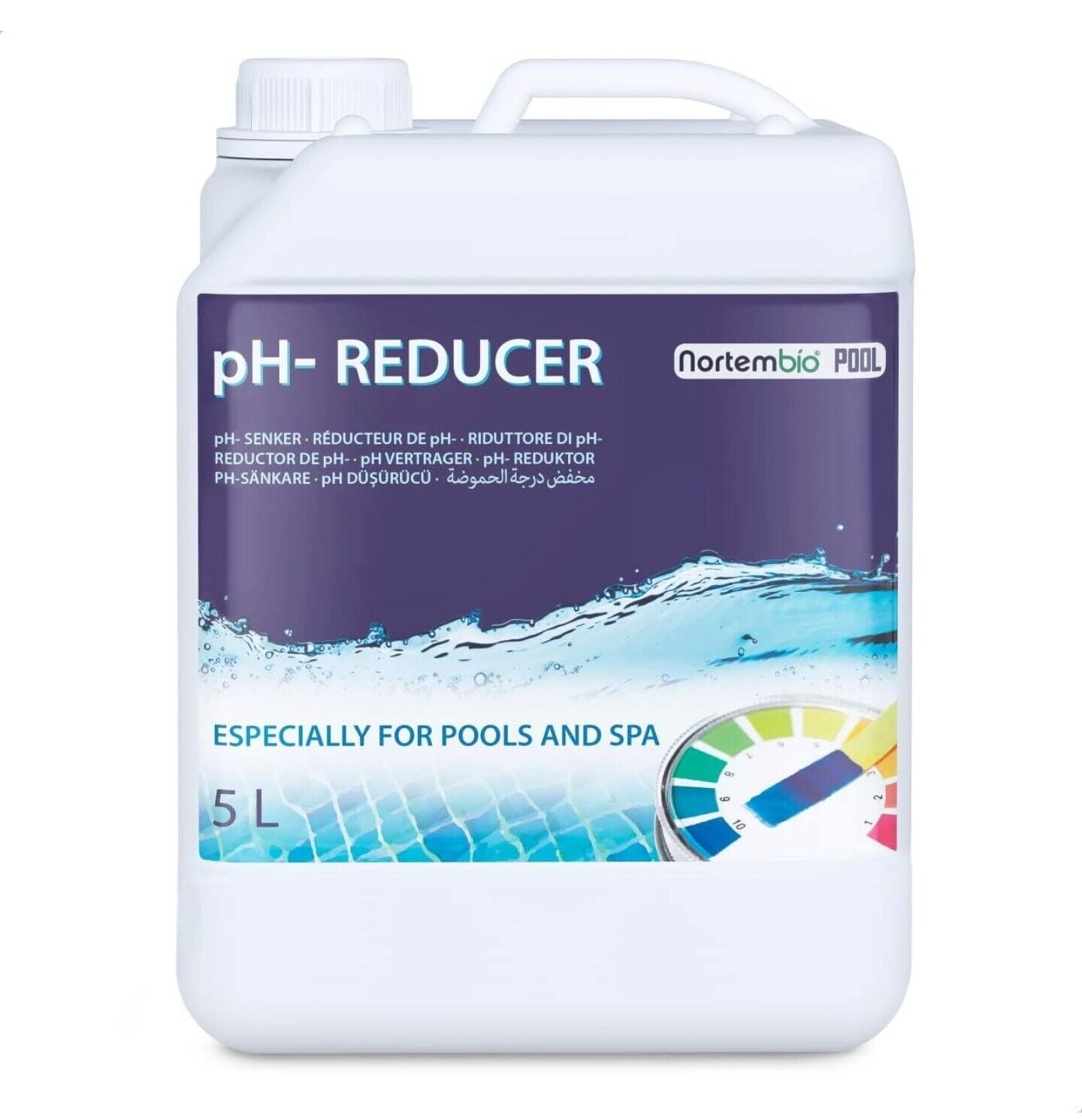 Nortembio Pool PH- Minus 5 L, Riduttore Naturale di PH per Piscina e Spa