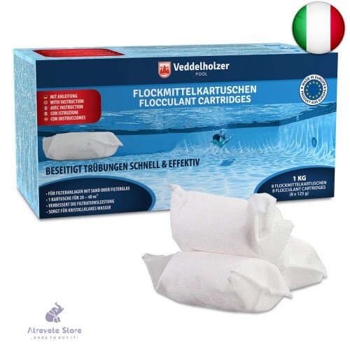 Veddelholzer 1 kg cartucce flocculanti per Piscina 8 x 125g per sistemi di