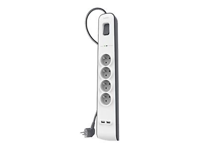 Belkin BSV401CA2M 525 J 4 presa(e) AC Tipo E Nero Bianco Tipo E 2 m BSV401CA2M