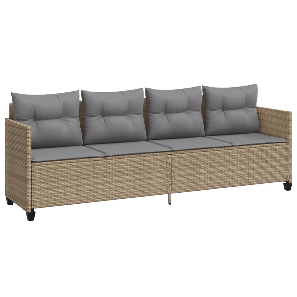 AX Lettino Prendisole Polyrattan Beige 5 Cuscino Grigio Schienale Seduta 368329