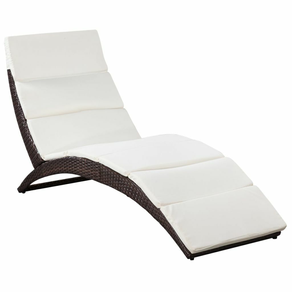 AX Lettino Sdraio Marrone Relax Cuscino Crema Elegante Patio 162x64x86cm + 41808