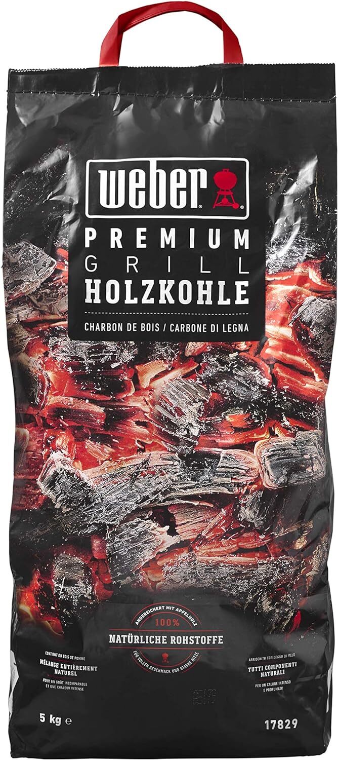 Weber Premium Holzkohle 5 kg carbonella, Nero