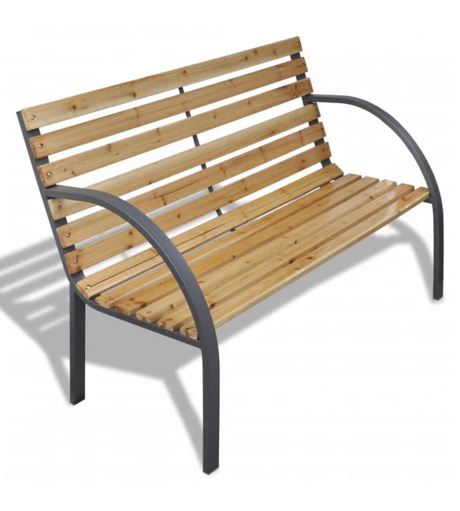 Panchina da Giardino 120 cm in Legno e Ferro