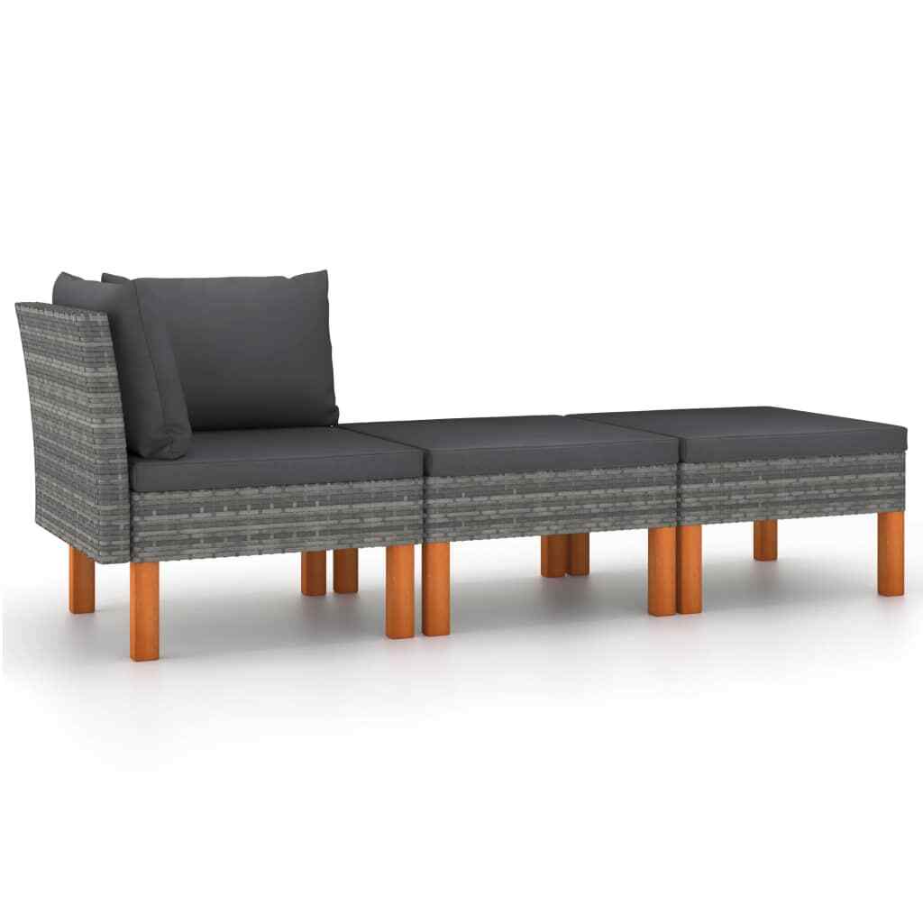 AX Divano 64.5x64.5x67cm 2 Poggiapiedi Poltrona 5 Cuscini Antracite Nuovo 315760