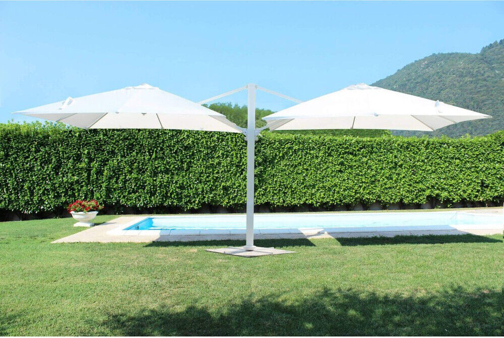 VivaGarden Ombrellone da Giardino Doppio 3x3 Archimede Alluminio m 3x3 m 3x3 Bia