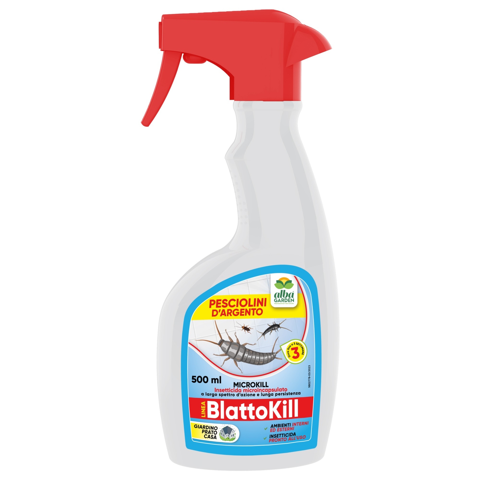 Insetticida Acaricida Pesciolini d'Argento, Blatte, Acari, Insetti Spray 500 ml