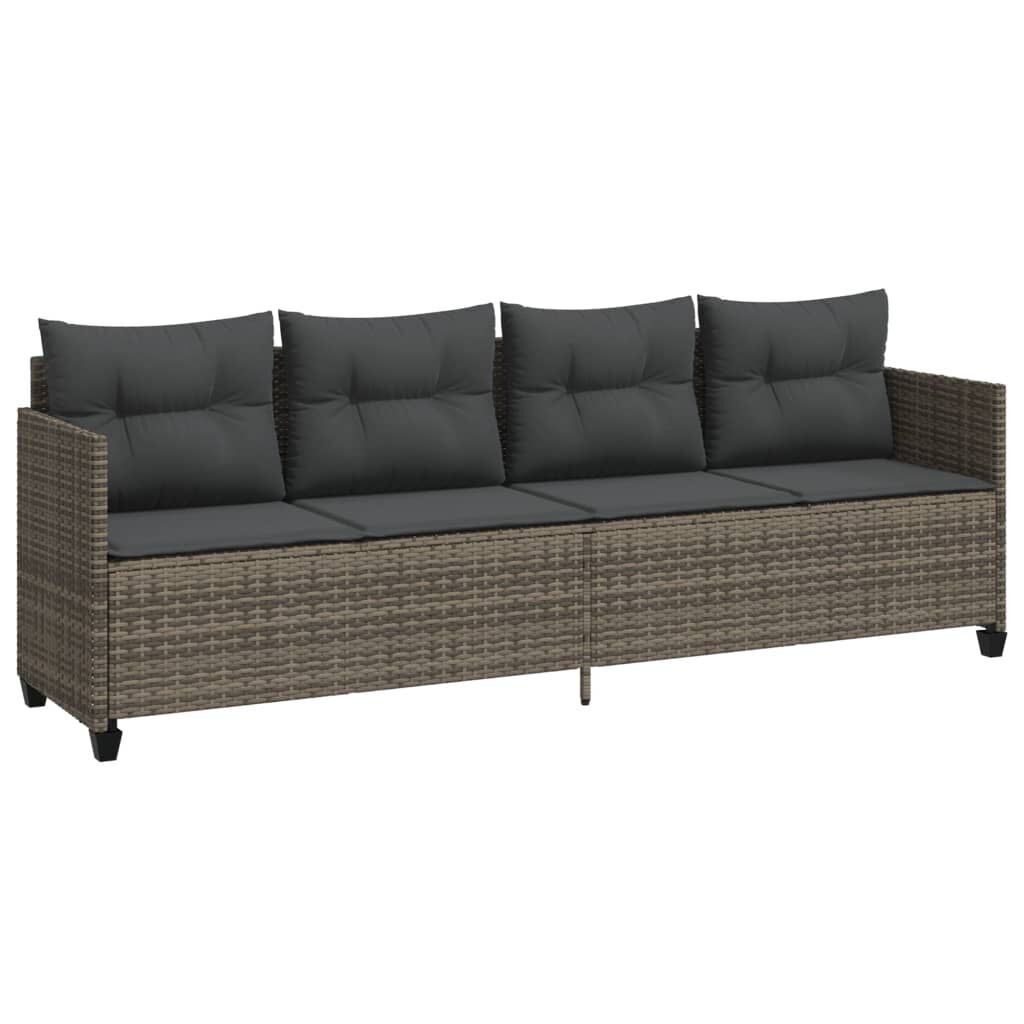 AX Lettino Prendisole Polyrattan Grigio 5 Cuscino Schienale Patio Veranda 368328