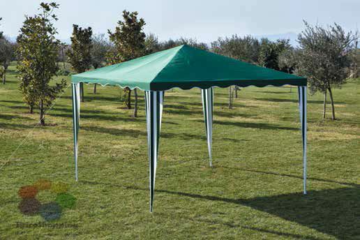 Gazebo In Poliestere Mt.2x2 Verde Struttura In Acciaio Tubolare Terrazza Balcone