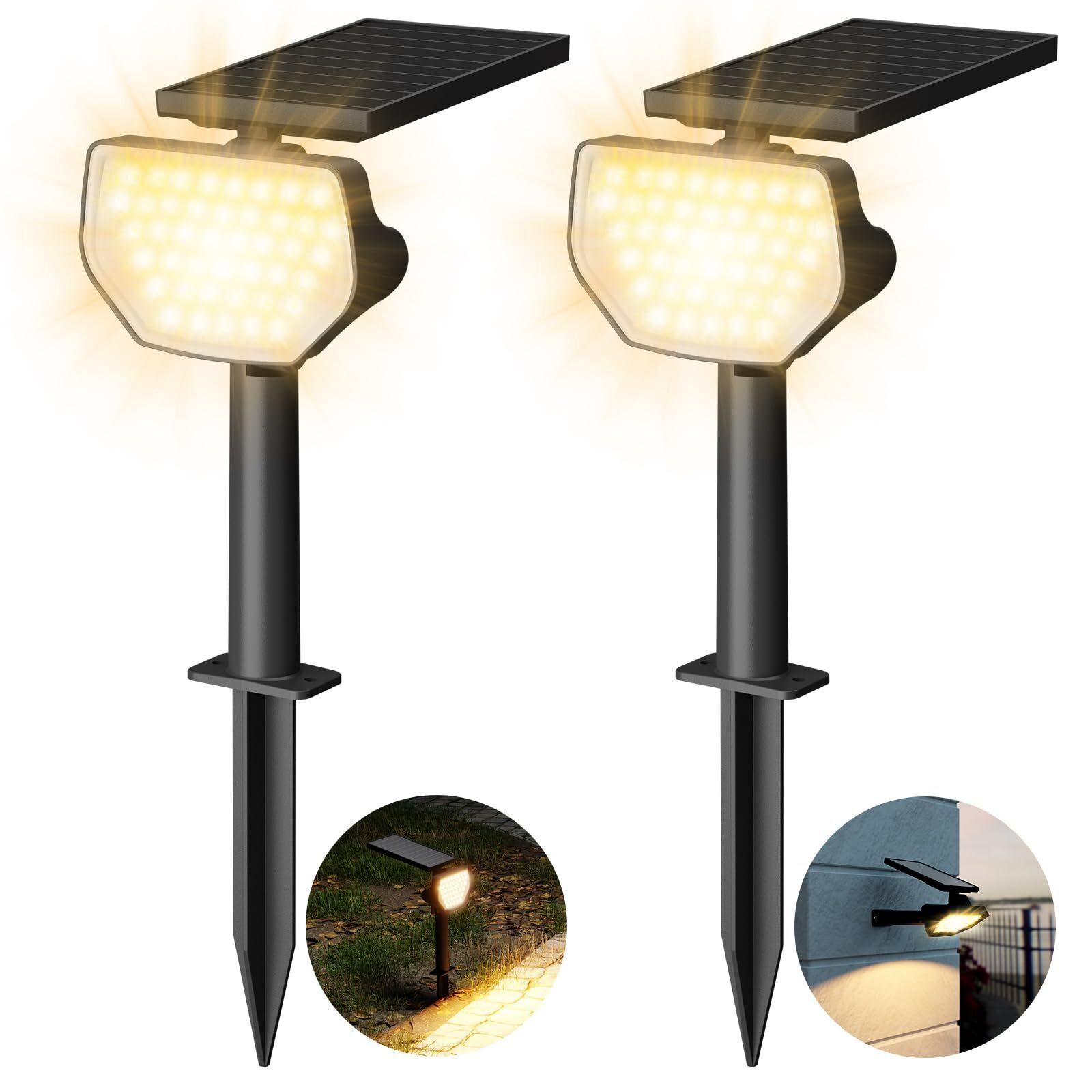 Lepro Faretti Solari a LED da Esterno, Lampade Solari da Giardino (x0b)