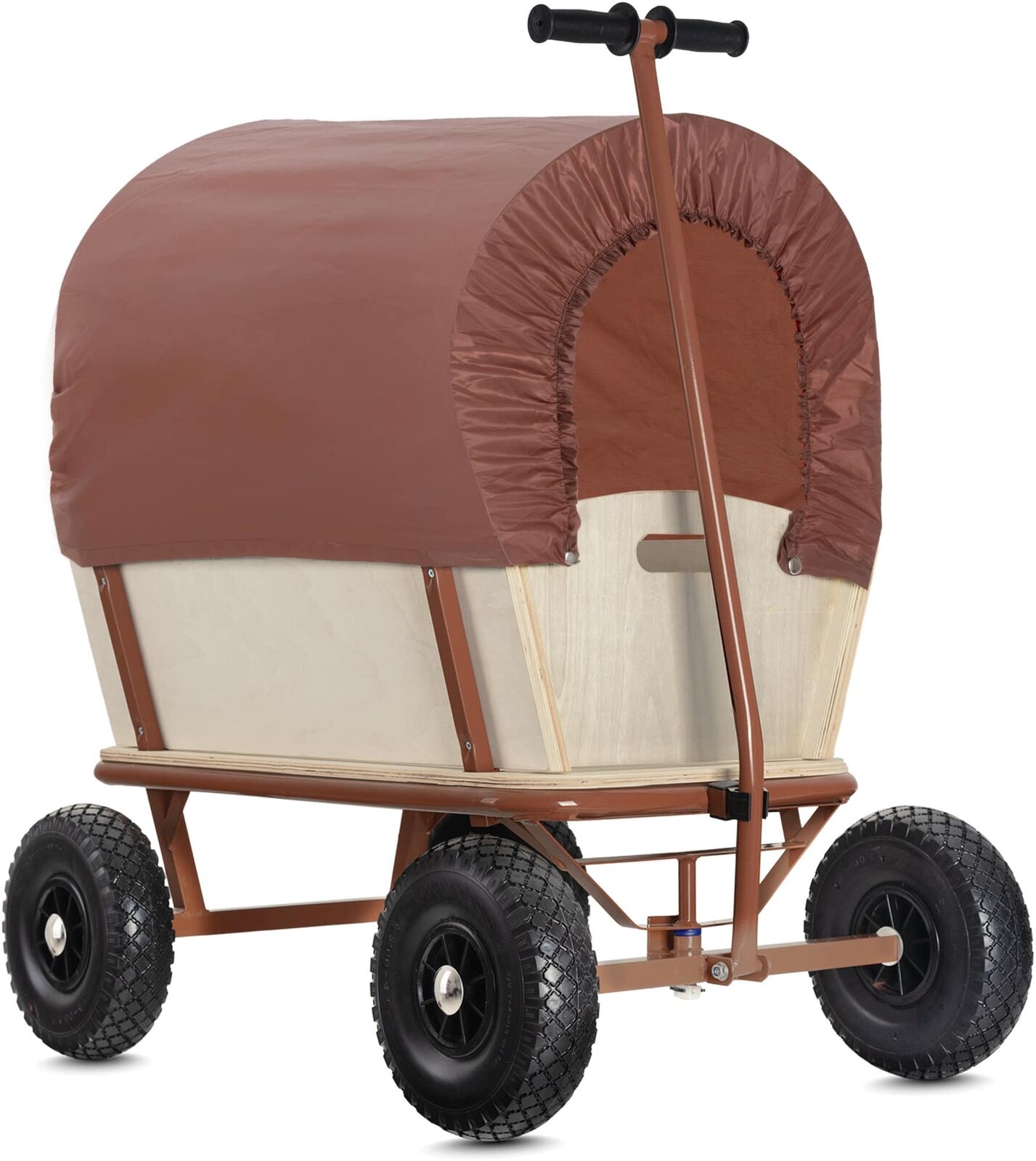 Carrello Legno Carretto per Il Trasporto a Mano da Giardino Spiaggia Fino 100 kg