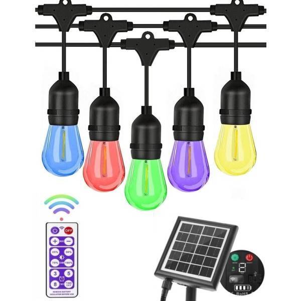 Catena Luminosa Solare Da Esterno Giardino 10 Mt 10 Lampadine Luce Rgb Mz-lxy