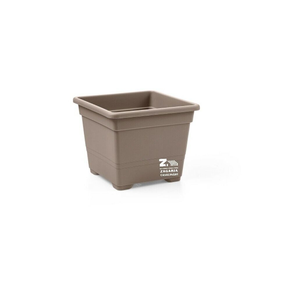 VASO QUADRATO CM 22X22X18 H COLORE AVANA FIORIERA QUADRATA IN PLASTICA