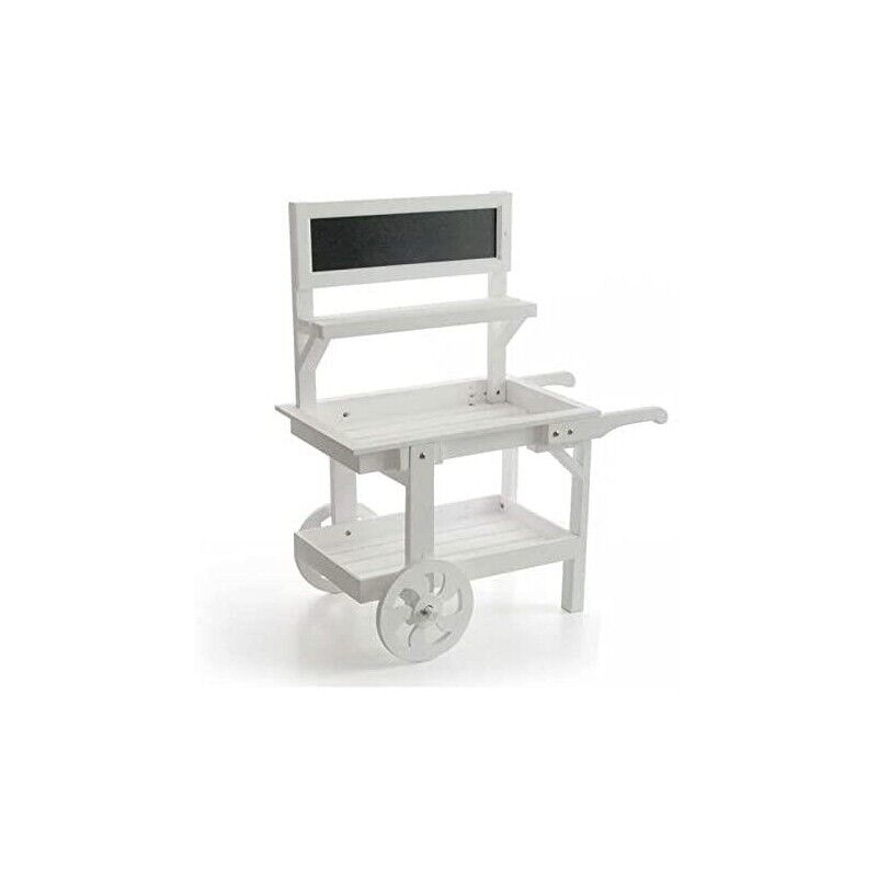 CARRETTO PORTA PIANTE REALIZZATO IN LEGNO BIANCO CON LAVAGNA 69 X 33 X H85 CM