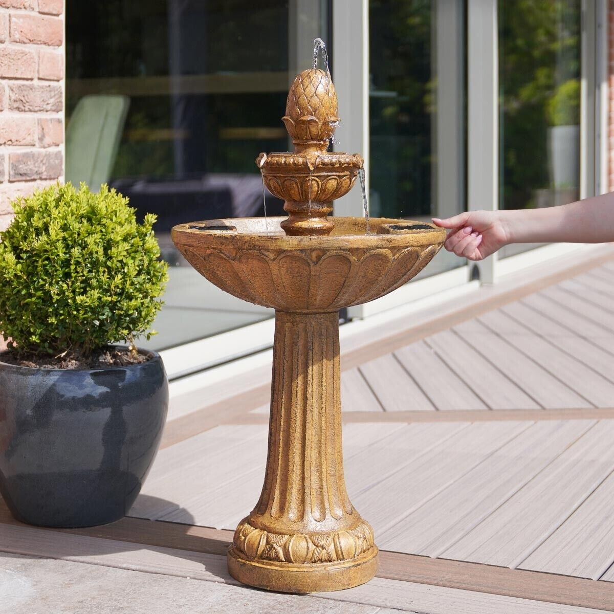 Energia Solare Queensbury Cascade Giardino Esterno Acqua Fontana Con Bird Bagno