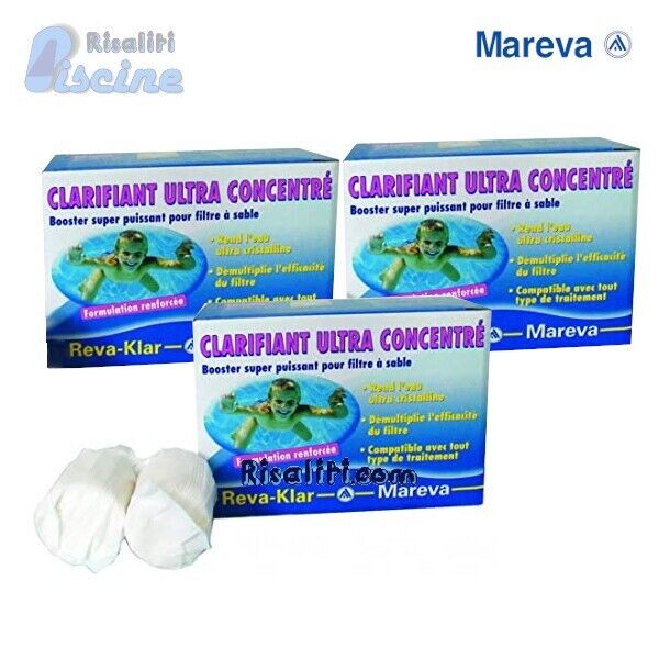 24 CARTUCCE CHIARIFICANTI ULTRA CONCENTRATE REVA-KLAR FLOCCULANTE MAREVA