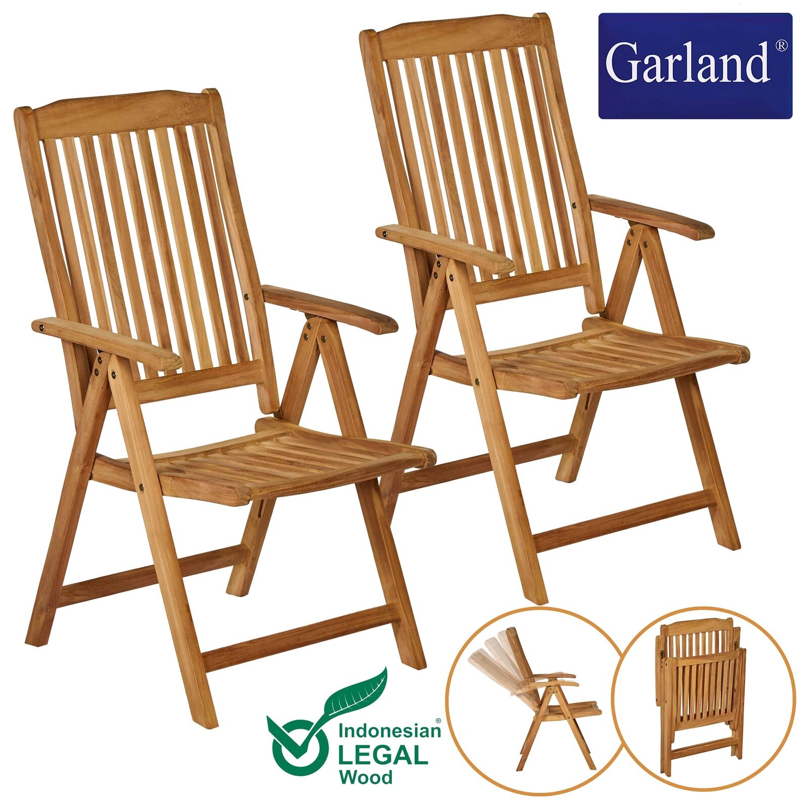 Klappsessel Bari 2er-Set Braun 105x68x58cm