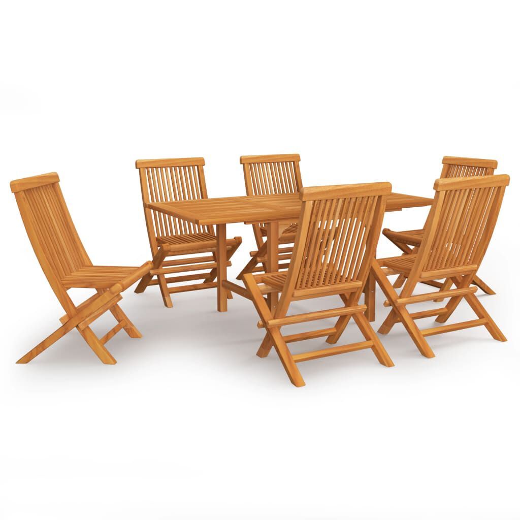 AX Tavolo Pranzo 110-160x80x75cm Allungabile 6 Sedie Pieghevoli Teak New 3059594