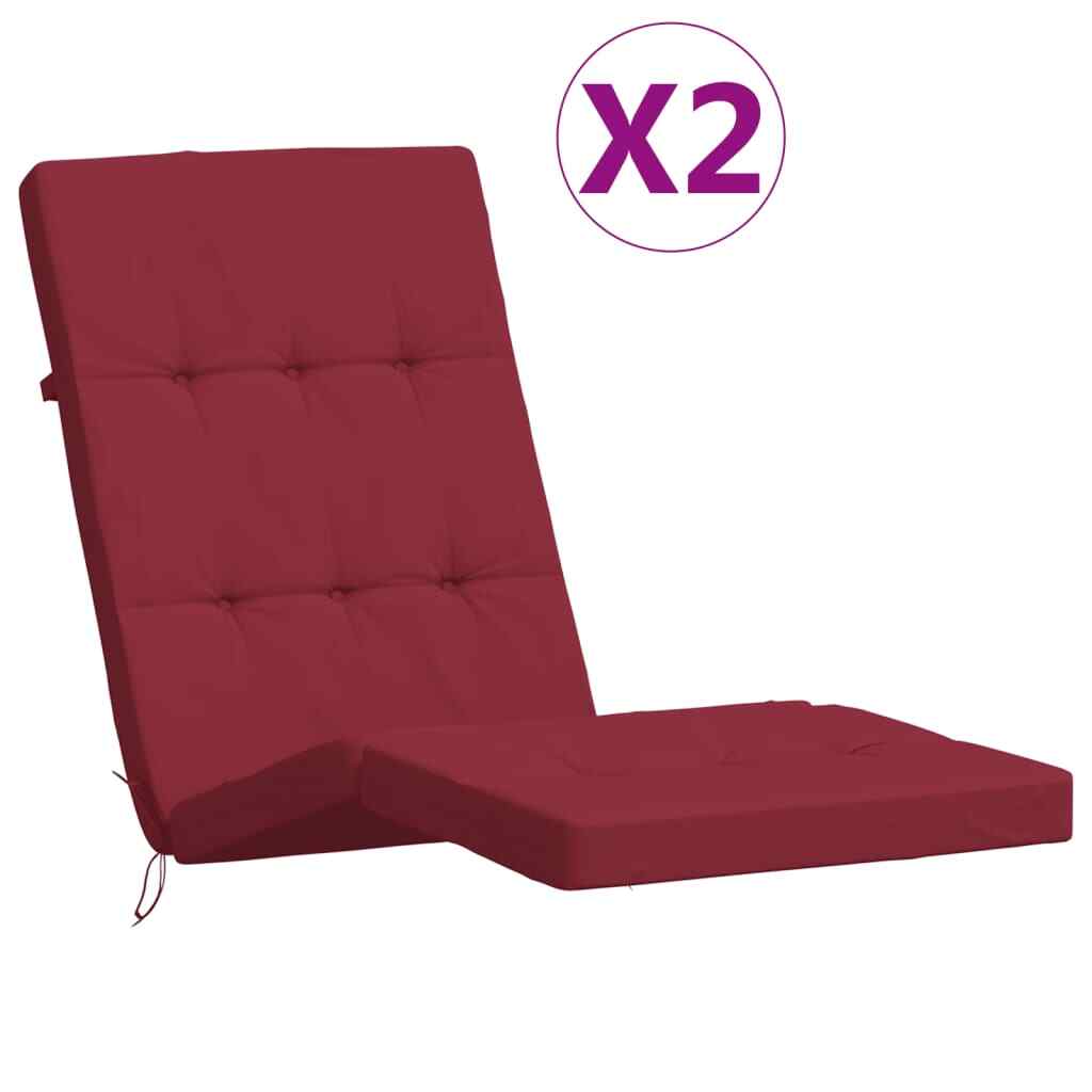 AX 2 Cuscini Sedia 180x55x7cm Rosso Vino Sdraio Seduta 2 Fasce Decorativi 361993
