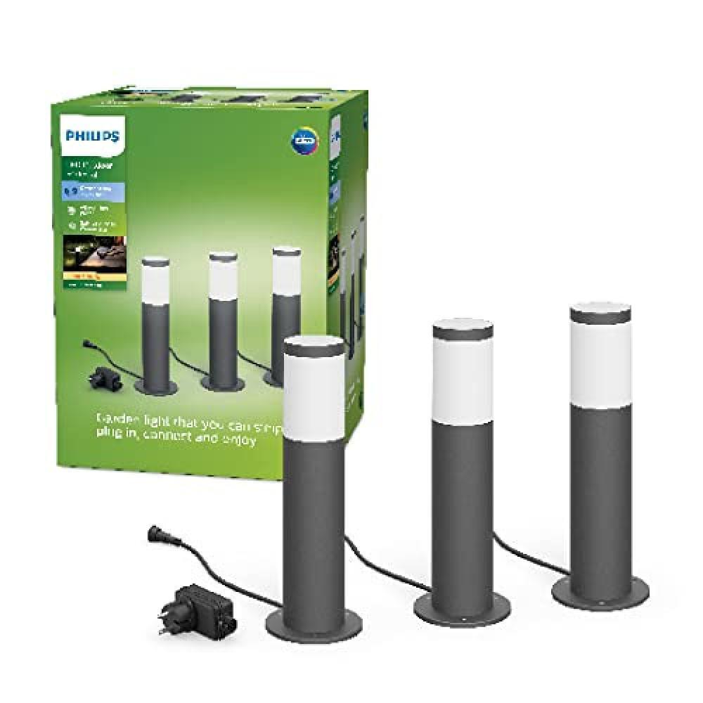 (TG. 3 Pezzi + Alimentatore) Philips LED GardenLink, Utrecht, Kit Base Paletto L