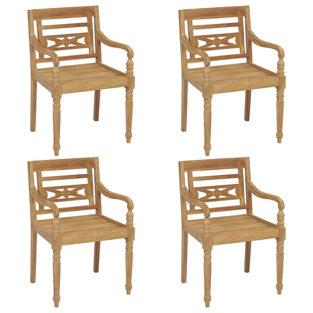 vidaXL Sedie Batavia 4 pz in Legno Massello di Teak
