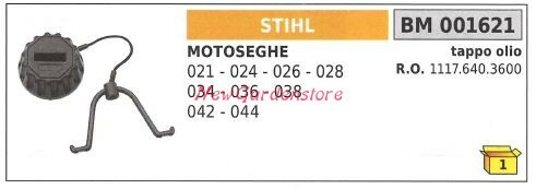 Tappo serbatoio olio motore STIHL motosega 021 024 026 028 001621